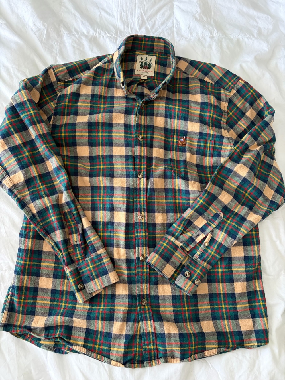 Kiel James Patrick Green & Cream Plaid Button-Down Shirt with Red Accents